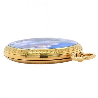 Unique Swiss 18K gold and enamel hunting cased watch Circa 1987