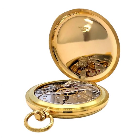 Unique Swiss 18K gold and enamel hunting cased watch Circa 1987 Unique Swiss 18K gold and enamel hunting cased watch Circa 1987