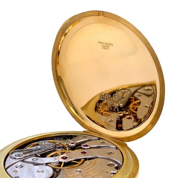 Unique Swiss 18K gold and enamel hunting cased watch Circa 1987 Unique Swiss 18K gold and enamel hunting cased watch Circa 1987