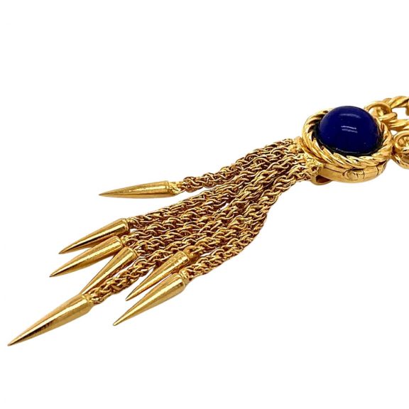 Swiss 18K gold necklace watch with lapis lazulli dial Circa 1972 Swiss 18K gold necklace watch with lapis lazulli dial Circa 1972