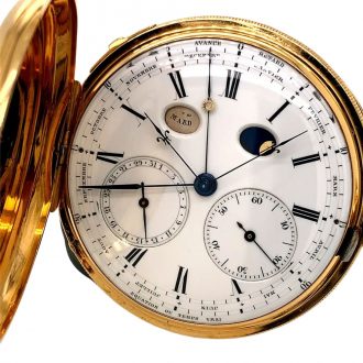 Swiss 18K gold hunting cased astronomical lever Circa 1890