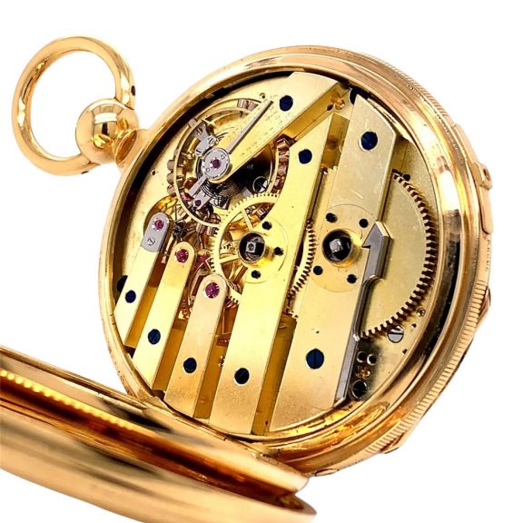 Swiss 18K gold hunting cased astronomical lever Circa 1890 Swiss 18K gold hunting cased astronomical lever Circa 1890
