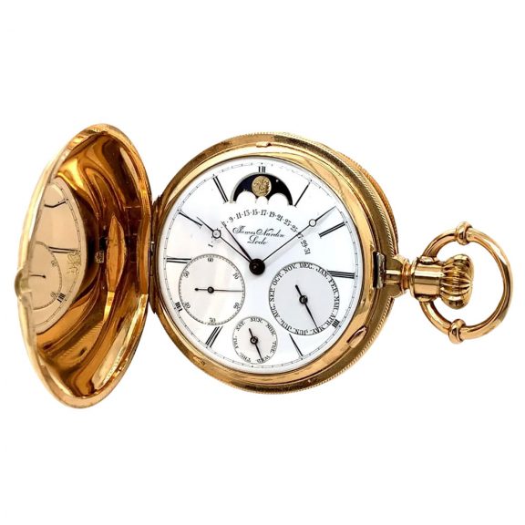 Heavy Swiss 18K gold complicated lever watch Circa 1880 Heavy Swiss 18K gold complicated lever watch Circa 1880