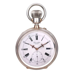 Oversized Swiss silver and rose gold lever watch Circa 1900