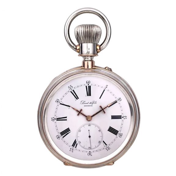 Oversized Swiss silver and rose gold lever watch Circa 1900
