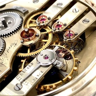 Oversized Swiss silver and rose gold lever watch Circa 1900