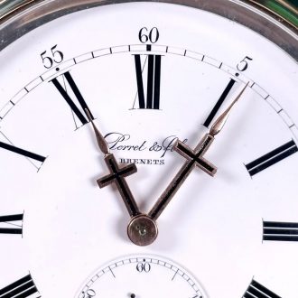 Oversized Swiss silver and rose gold lever watch Circa 1900