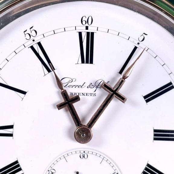 Oversized Swiss silver and rose gold lever watch Circa 1900 Oversized Swiss silver and rose gold lever watch Circa 1900