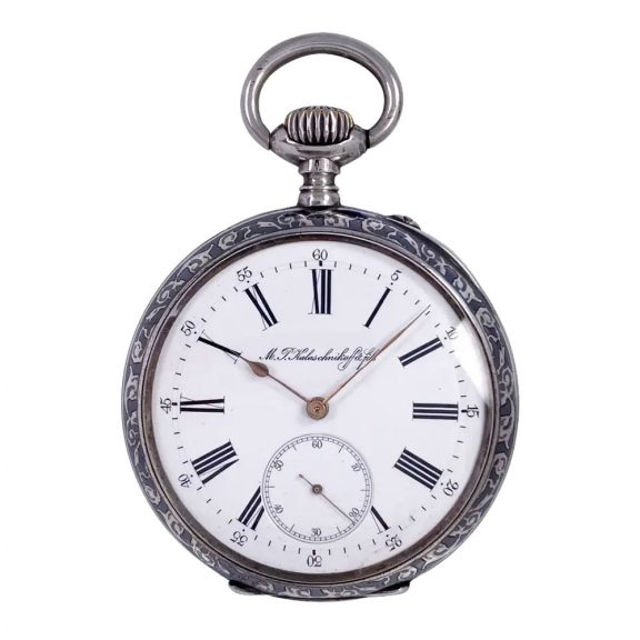 Swiss niëllo silver lever made for the Russian market Circa 1895