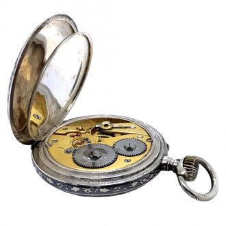 Swiss niëllo silver lever made for the Russian market Circa 1895