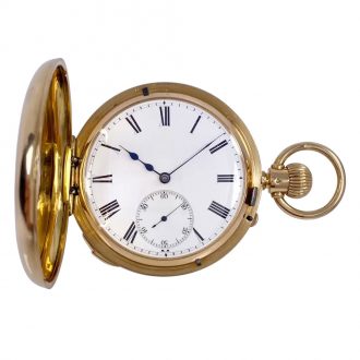 Swiss/English 18 carat gold half hunting cased repeating lever Circa 1907