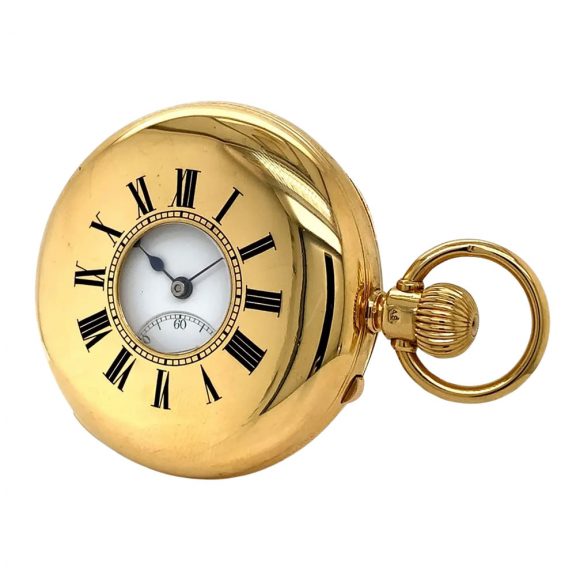 Swiss/English 18 carat gold half hunting cased repeating lever Circa 1907