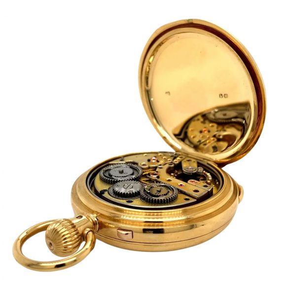 Swiss/English 18 carat gold half hunting cased repeating lever Circa 1907 Swiss/English 18 carat gold half hunting cased repeating lever Circa 1907