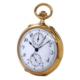 Historically interesting French 18K gold lever chronograph Circa 1900
