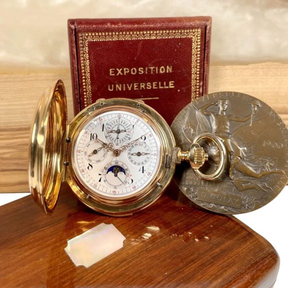 Heavy Swiss 18K rose gold complicated lever watch Circa 1900 Heavy Swiss 18K rose gold complicated lever watch Circa 1900