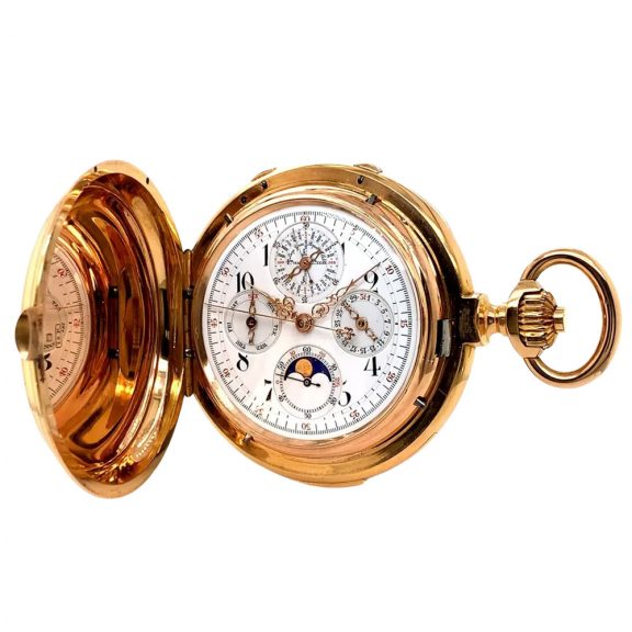 Heavy Swiss 18K rose gold complicated lever watch Circa 1900 Heavy Swiss 18K rose gold complicated lever watch Circa 1900