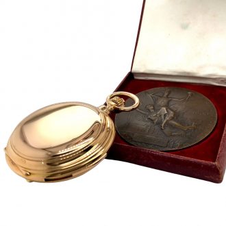 Heavy Swiss 18K rose gold complicated lever watch Circa 1900