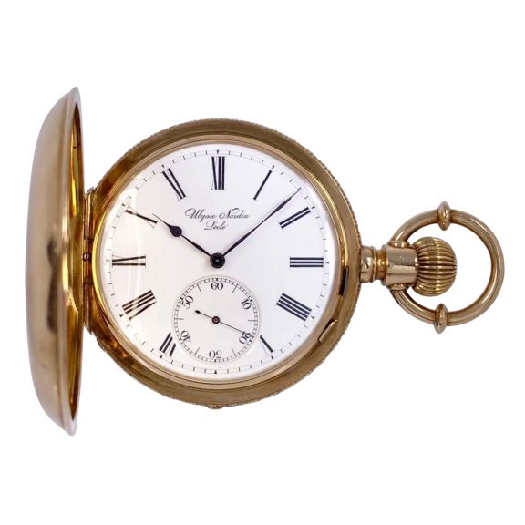 Heavy Swiss 18K gold hunting cased anchor chronometer Circa 1880 Heavy Swiss 18K gold hunting cased anchor chronometer Circa 1880