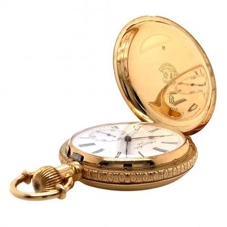 Heavy Swiss 18K gold hunting cased anchor chronometer Circa 1880 Heavy Swiss 18K gold hunting cased anchor chronometer Circa 1880