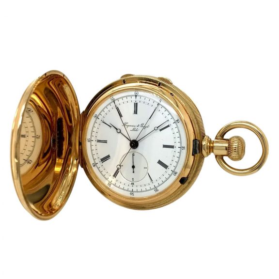 Rare Swiss 18K gold split seconds chronograph Circa 1900 Rare Swiss 18K gold split seconds chronograph Circa 1900