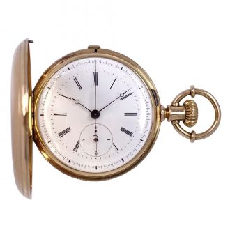 Swiss 18K gold jumping quarter seconds watch Circa 1860 Swiss 18K gold jumping quarter seconds watch Circa 1860
