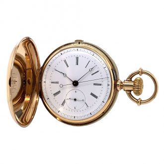Swiss 18K gold jumping quarter seconds watch Circa 1860 Swiss 18K gold jumping quarter seconds watch Circa 1860