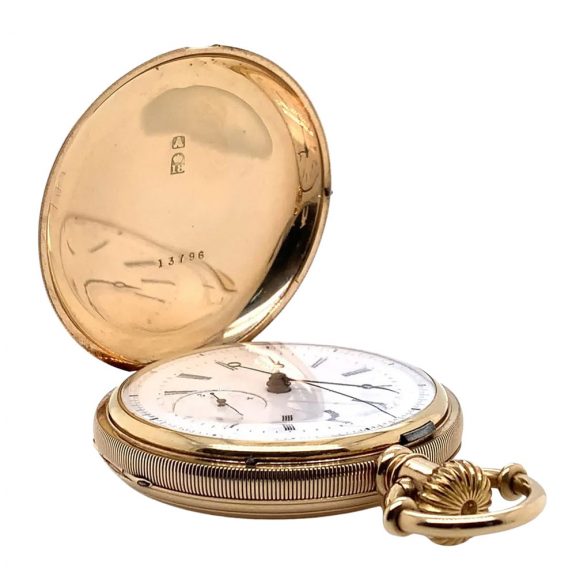 Swiss 18K gold jumping quarter seconds watch Circa 1860 Swiss 18K gold jumping quarter seconds watch Circa 1860