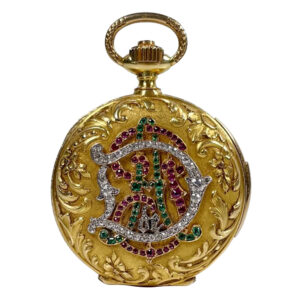 Swiss gold, diamond, ruby ​​and emerald set repeating lever Circa 1880