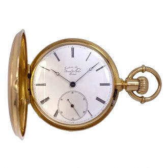 Swiss 18K gold hunting cased lever pocket watch Circa 1880