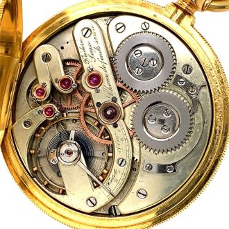 Swiss 18K gold hunting cased lever pocket watch Circa 1880