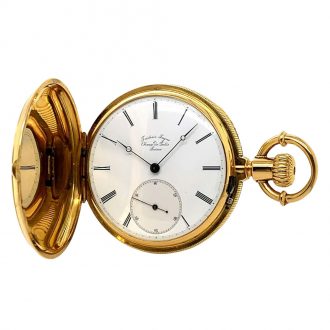 Swiss 18K gold hunting cased lever pocket watch Circa 1880