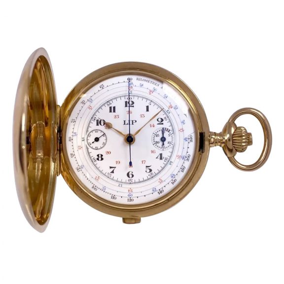 French 18K gold lever chronograph with tachymeter Circa 1915