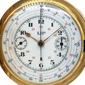 French 18K gold lever chronograph with tachymeter Circa 1915