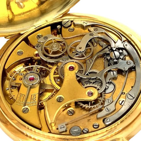 French 18K gold lever chronograph with tachymeter Circa 1915 French 18K gold lever chronograph with tachymeter Circa 1915
