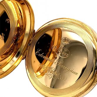 Rare Swiss 18 carat gold open faced lever pocket watch Circa 1860