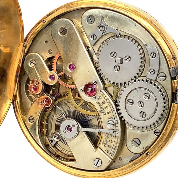 Rare Swiss 18 carat gold open faced lever pocket watch Circa 1860 Rare Swiss 18 carat gold open faced lever pocket watch Circa 1860