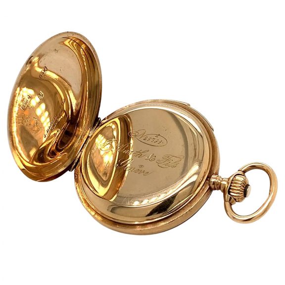 Swiss 14K gold minute repeating lever pocket watch Circa 1900 Swiss 14K gold minute repeating lever pocket watch Circa 1900