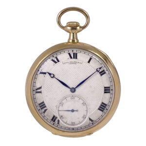 Swiss 18 carat gold open faced lever pocket watch Circa 1917