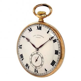 Flat Swiss 18K gold open faced lever pocket watch Circa 1910