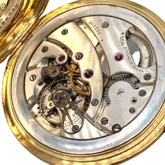 Flat Swiss 18K gold open faced lever pocket watch Circa 1910