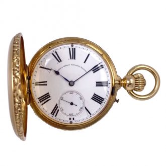 Large Swiss 18K gold hunting cased pocket chronometer Circa 1880