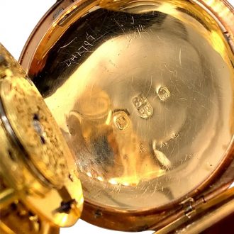 Large Swiss 18K gold hunting cased pocket chronometer Circa 1880