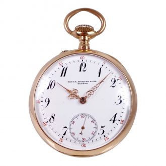 Swiss 18K rose gold open faced lever pocket watch Circa 1900 Swiss 18K rose gold open faced lever pocket watch Circa 1900