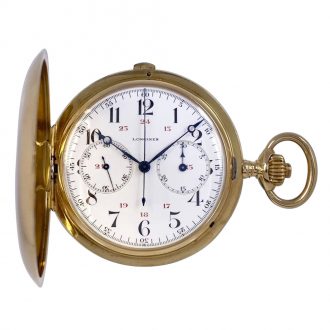 Swiss 18K gold hunting cased lever chronograph Circa 1945