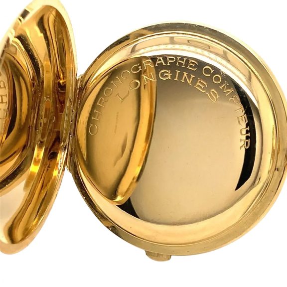 Swiss 18K gold hunting cased lever chronograph Circa 1945 Swiss 18K gold hunting cased lever chronograph Circa 1945