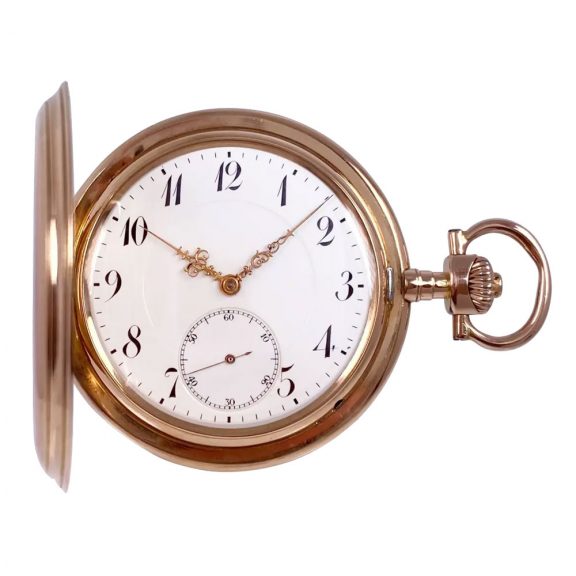 Swiss 14 carat rose gold hunting cased lever watch Circa 1909 Swiss 14 carat rose gold hunting cased lever watch Circa 1909