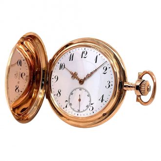Swiss 14 carat rose gold hunting cased lever watch Circa 1909 Swiss 14 carat rose gold hunting cased lever watch Circa 1909