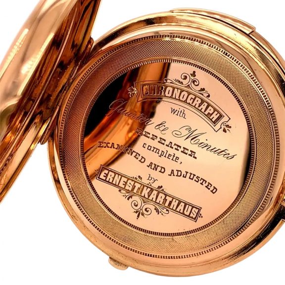 American 18K rose gold repeating chronograph Circa 1890 American 18K rose gold repeating chronograph Circa 1890