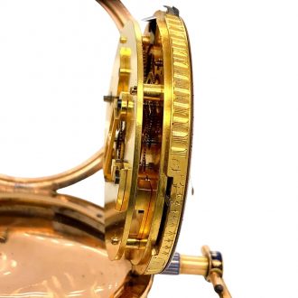 Swiss gold, enamel and pearl set center seconds watch Circa 1850