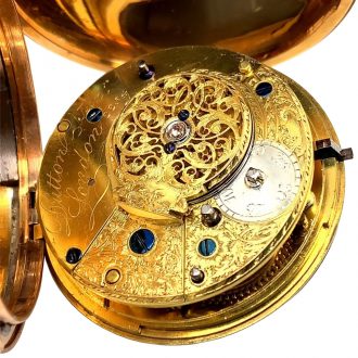 English 18K rose gold hunting cased cylinder watch Circa 1803 English 18K rose gold hunting cased cylinder watch Circa 1803